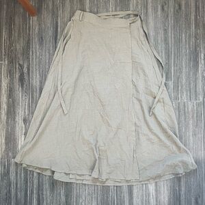 NWOT skirt maxi dusty green Sz M wrap skirt cotton linen